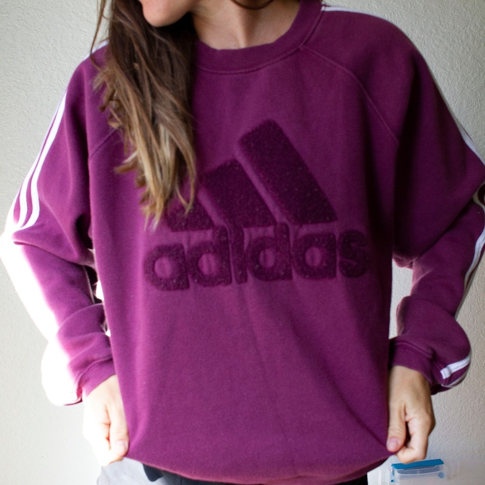 Vintage Retro Adidas Purple Stripes Sweatshirt